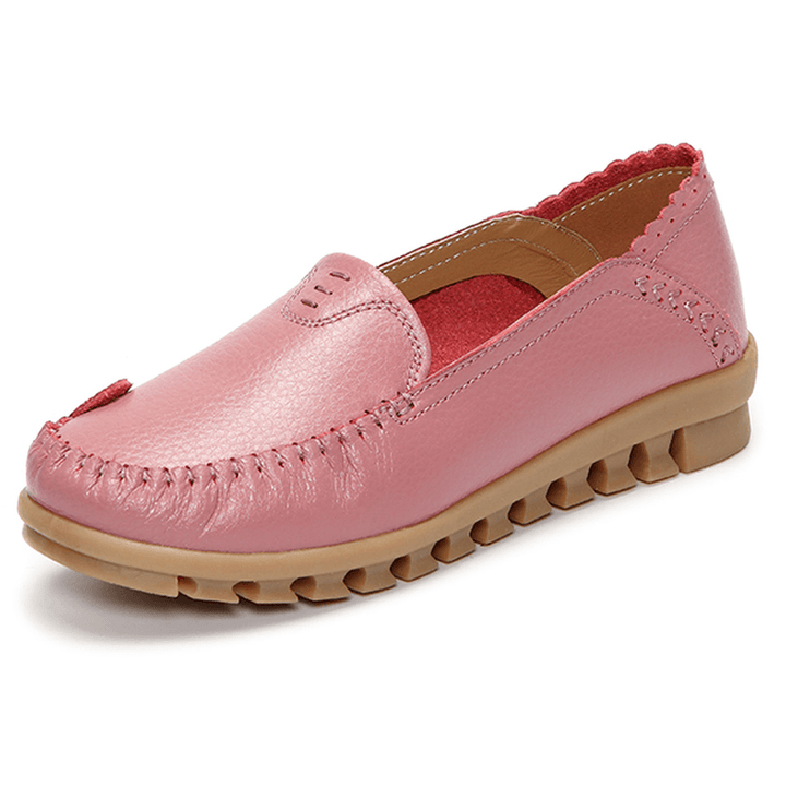 Soft Rubber Sole round Toe Pure Color Slip on Flat Loafers - MRSLM