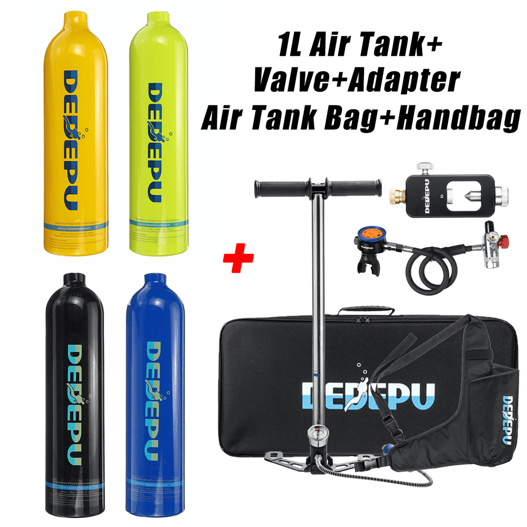 1L Scuba Oxygen Cylinder Air Tank Underwater Breathing Equipment Tool Pump Set - MRSLM