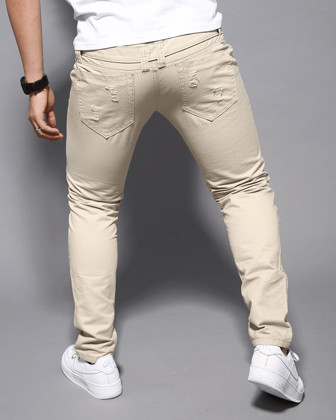 Casual Double Waist Ripped Casual Cargo Trousers - MRSLM