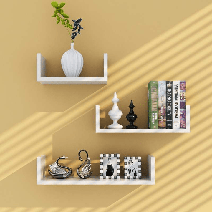 3Pcs Wooden Wall Shelf Wall-Mounted Organiser Wall Decor - MRSLM