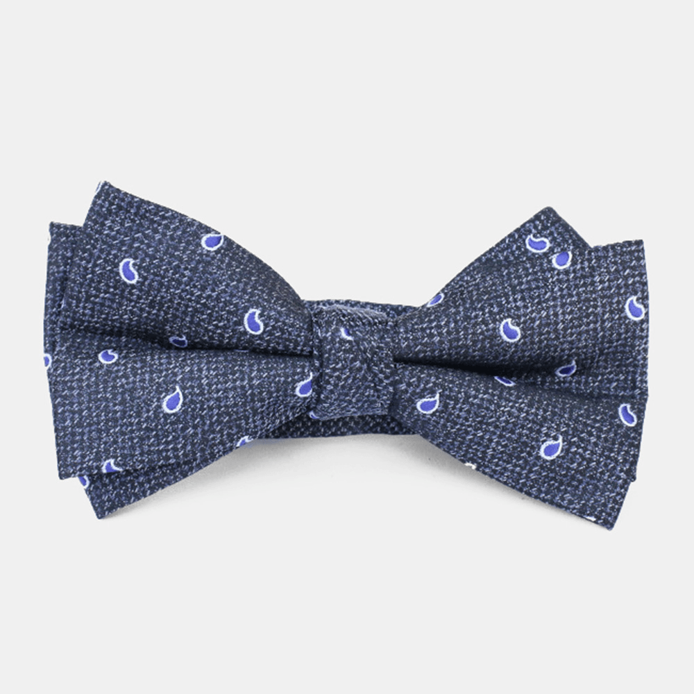 Men Dacron Cartoon Geometric Pattern Jacquard Double Layer Bowknot Formal Suit Bow Tie - MRSLM