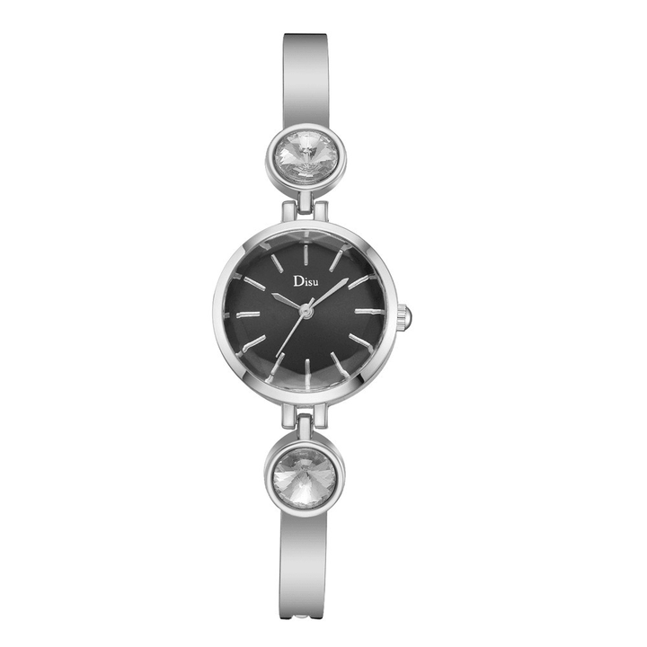 Elegant Big Crystal Alloy Strap Slim Ladies Dress Bracelet Women Simple Dial Quartz Watch - MRSLM