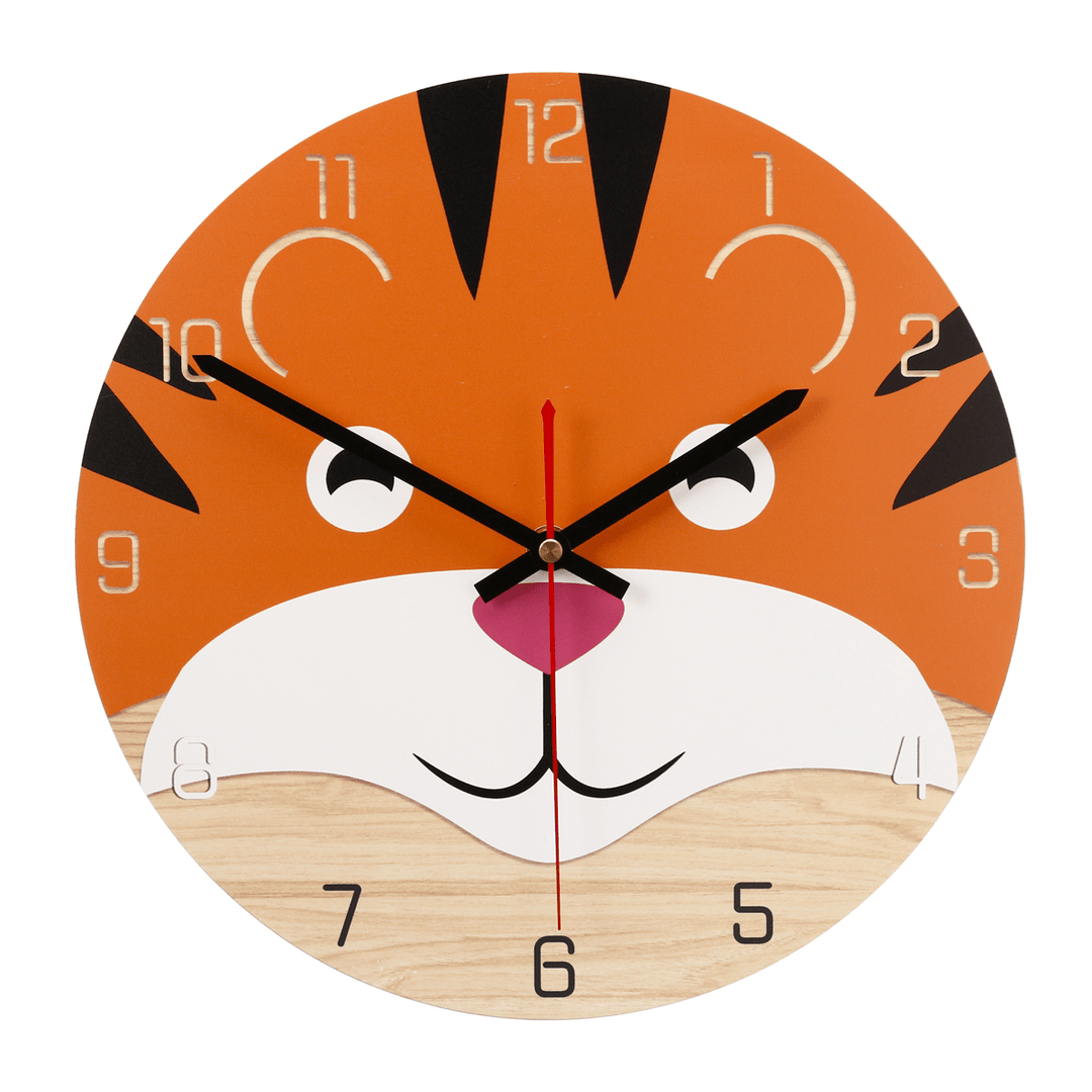 28Cm Animal Mute round Wall Clock Modern Home Living Room Kitchen Watch Decor - MRSLM