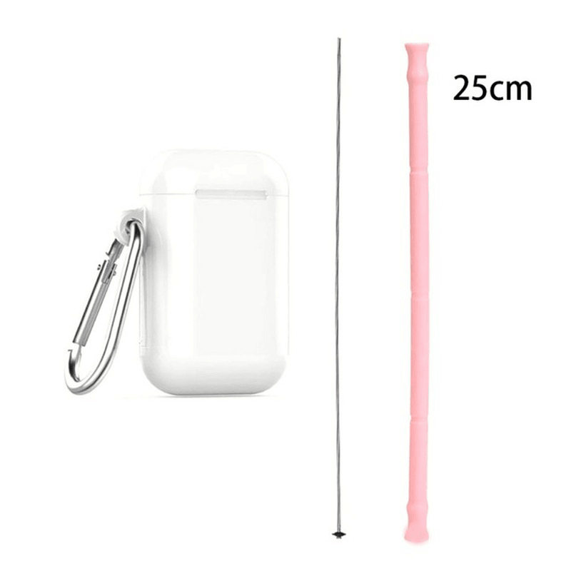 Foldable Silicone Straw Set Food-Grade Silicone Straw with Straw Brush Easy-To-Clean Straw Box Set Portable Drinkware - MRSLM