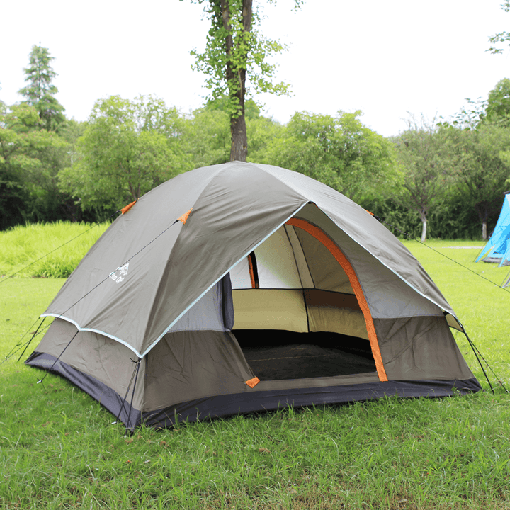 Outdoor 2-4 Persons Camping Tent Double Layer Waterproof Windproof Anti-Uv Sunshade Canopy - MRSLM