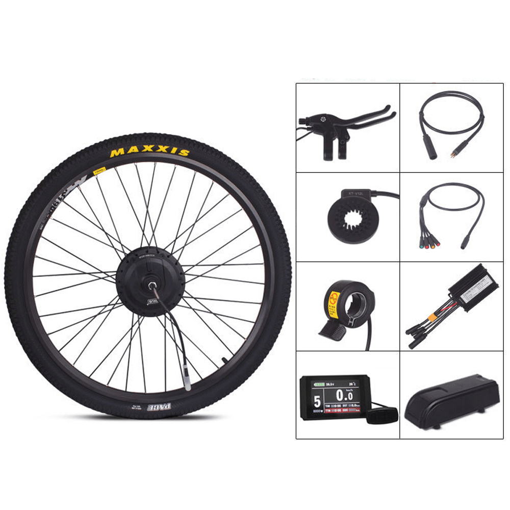 26Inch 350-500W Electric Bike Rear Wheel Set Thumb Throttle PAS Sensor Controller Box Brake Lever Bike Conversion Kit - MRSLM