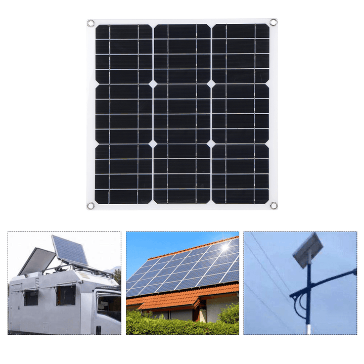 12V 50W PET Flexible Solar Panel Camping Solar Power Bank Battery Charge Systems Kit Complete 10/30/60/100A Controller 12V 24V - MRSLM