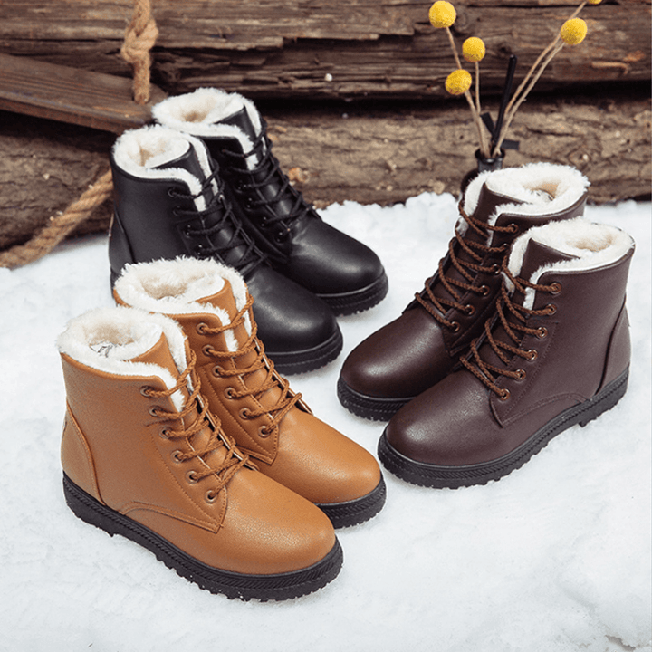 Women Casual Comfy Keep Warm Fur Lining Snow Boots - MRSLM