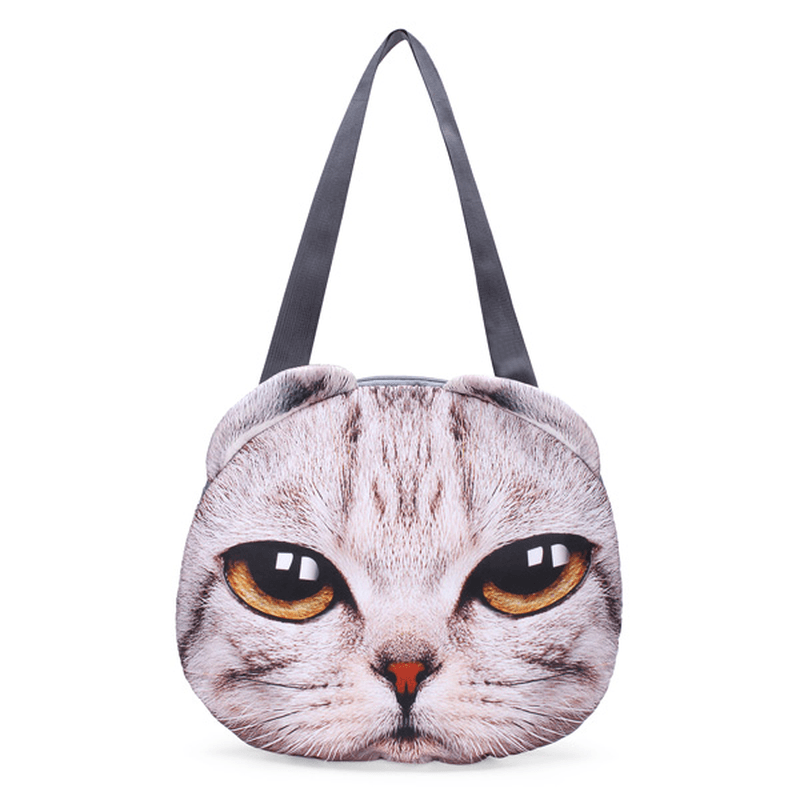 Women 3D Dog Cat Pussy Face Purse Cute Shopping Tote Shoulder Bag - MRSLM