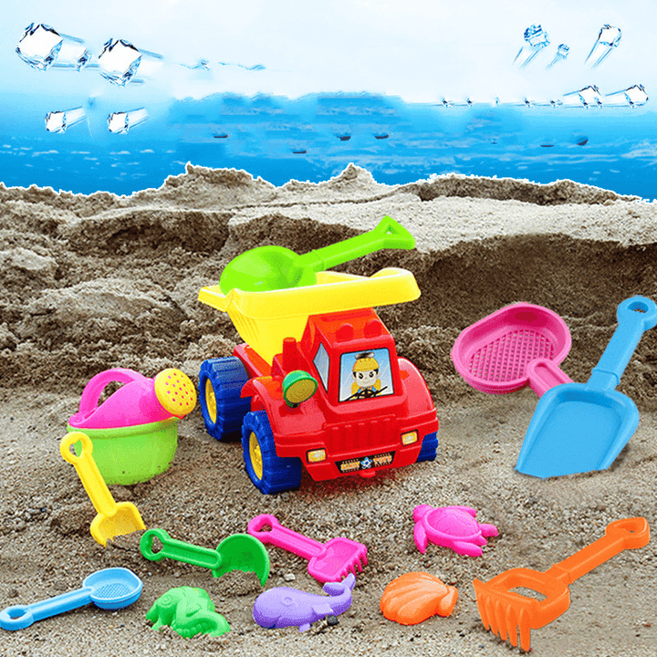 Children'S Beach Toy Car Set Baby Play Sand Digging Hourglass Large Shovel Bathing Water Cassia Tool - MRSLM