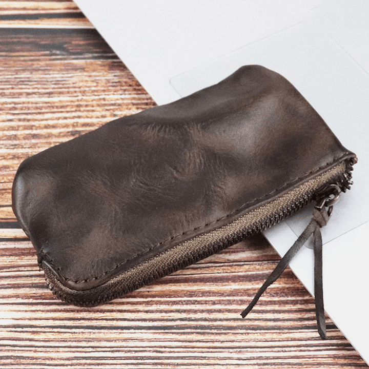 Unisex Made-Old Washed Genuine Leather Personality Casual Multi-Slot Clutch Purse Card Holder Wallet - MRSLM