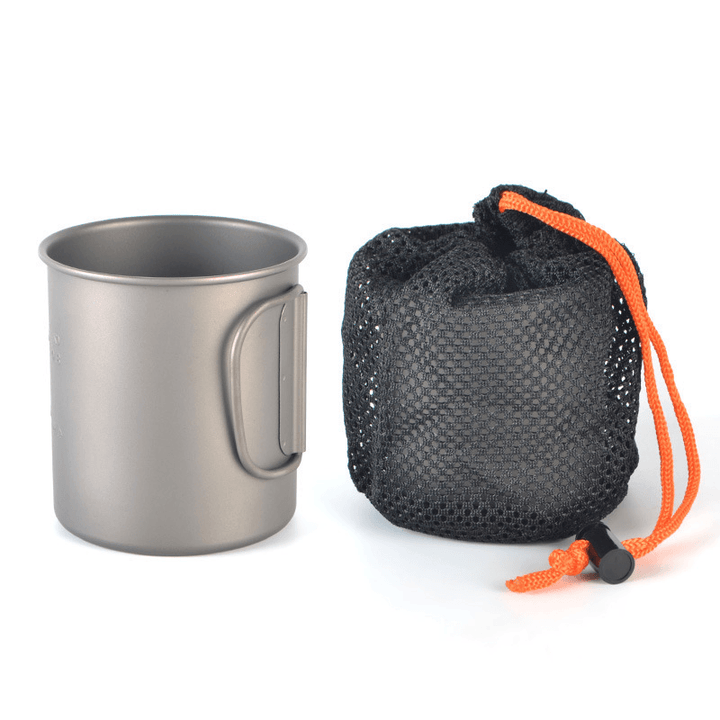 Campleader 375Ml Folding Cup Titanium Portable Drinking Water Mug Outdoor Camping Picnic BBQ Tableware - MRSLM