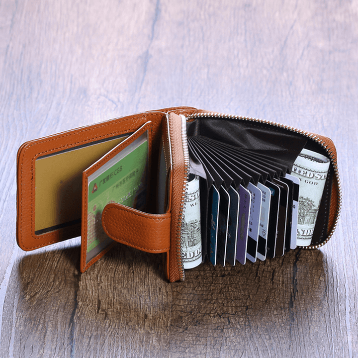 Trifold Genuine Leather Wallet Purse Casual Card Holder - MRSLM