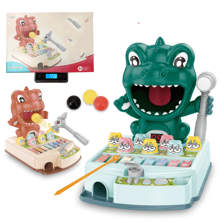 Children'S Educational Fun Electric Dinosaur Hitting Hamster Ejection Sound and Light Early Education Multifunctional Game Toy - MRSLM