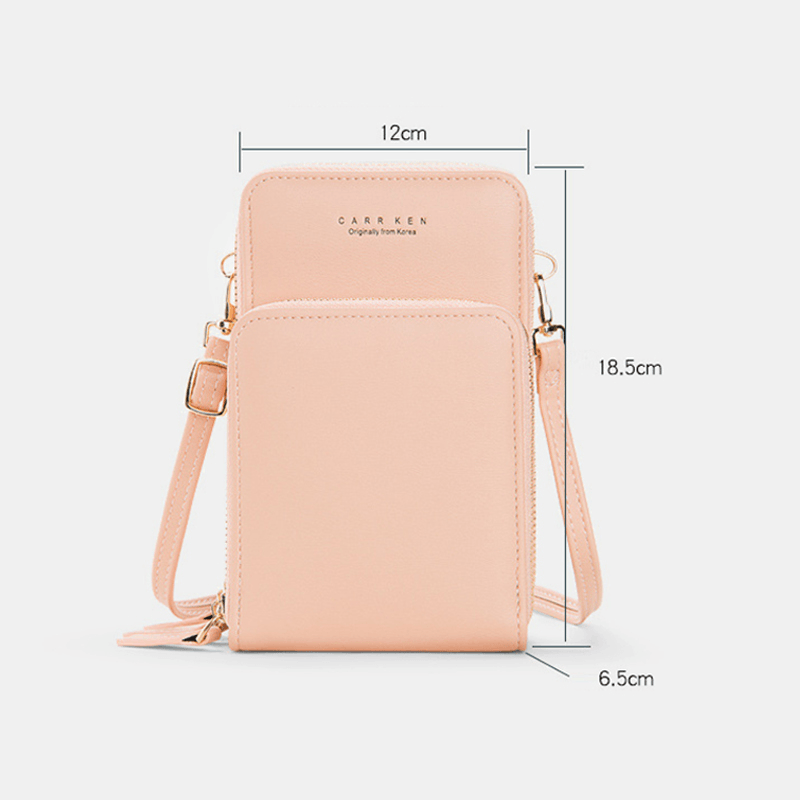 Women 5 Card Slots 6.3 Inch Phone Bag Solid Crossbody Bag - MRSLM