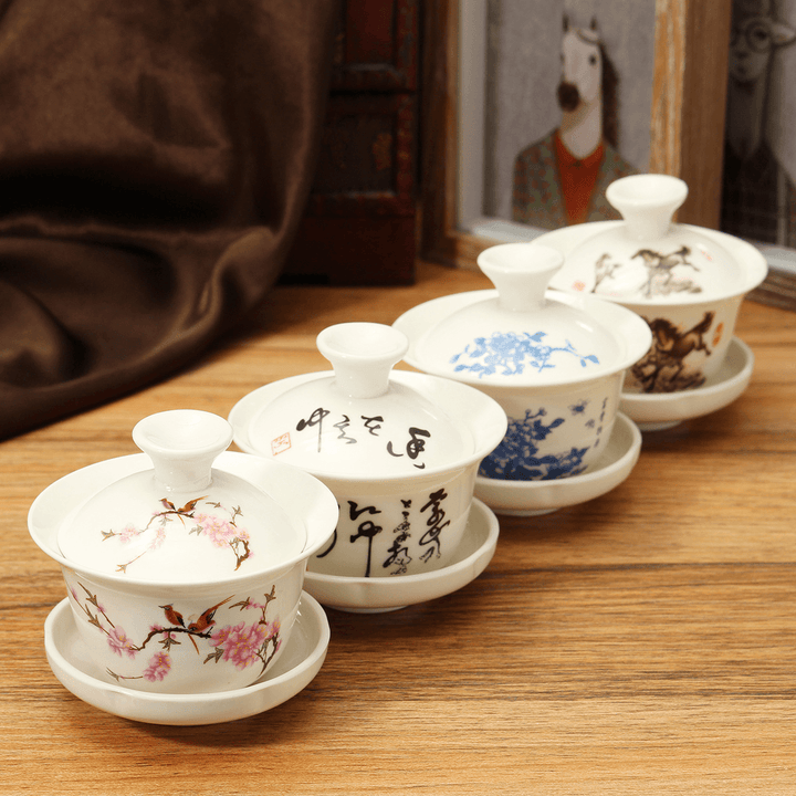 Chinese Kung Fu Ceramic Tea Set Chinese Style Tureen Tea Cup Tea Parts Teapot Set - MRSLM