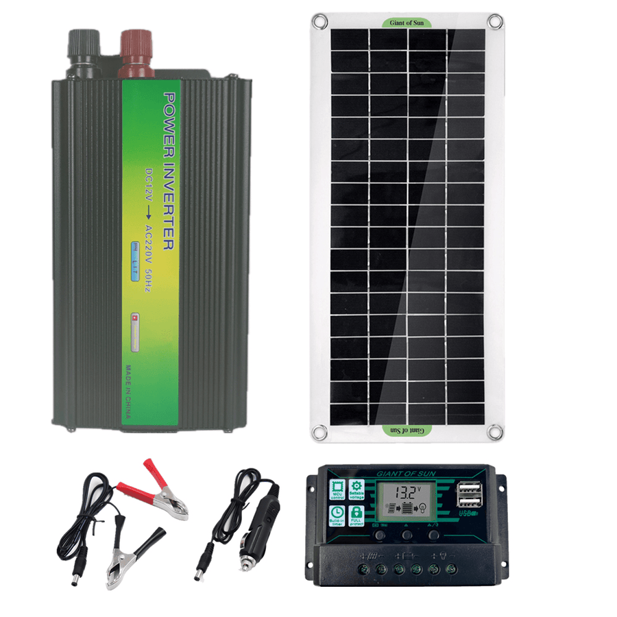 220V 1500W Peak Solar Power System Battery Charger Inverter+50W Solar Panel +60A Controller - MRSLM