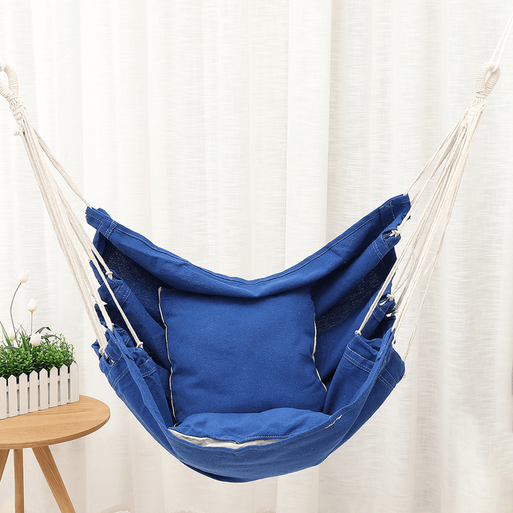 Camping Hammock Chair Swing Seat Indoor Outdoor Folding Hanging Chair with Ropes Pillow - MRSLM