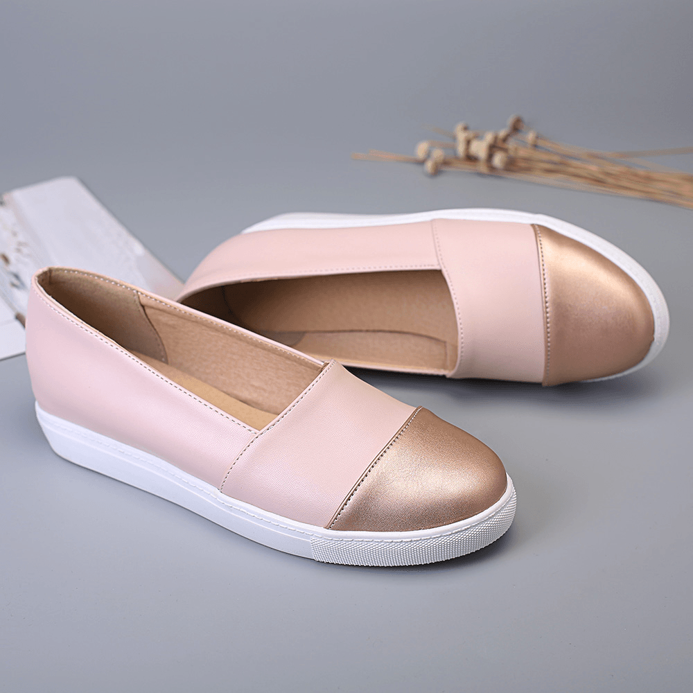 Women Casual Pure Color Stitching Flats - MRSLM