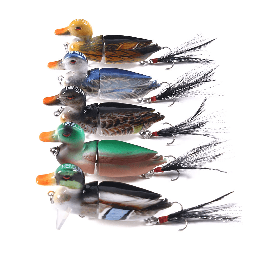 HENGJIA J102 5PSC Duck Fishing Lure Set Rotating Tail Popper Topwater Swim Crankbait Artificial Hard Bait - MRSLM