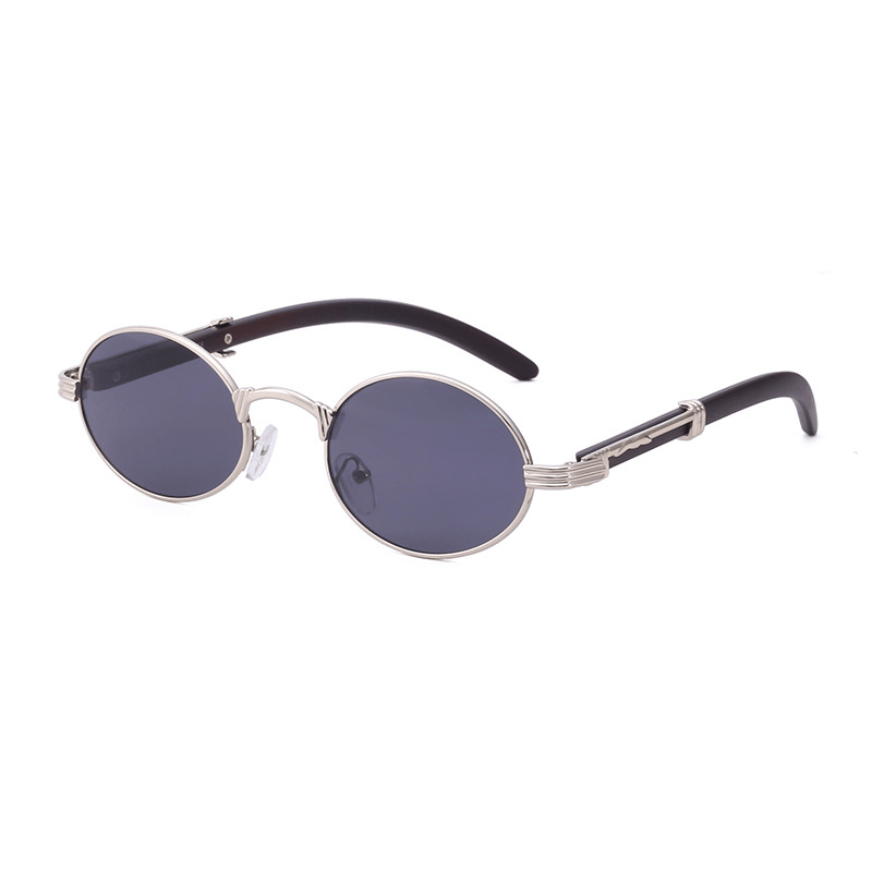 Retro Wood-Like Sunglasses Small round Frame - MRSLM