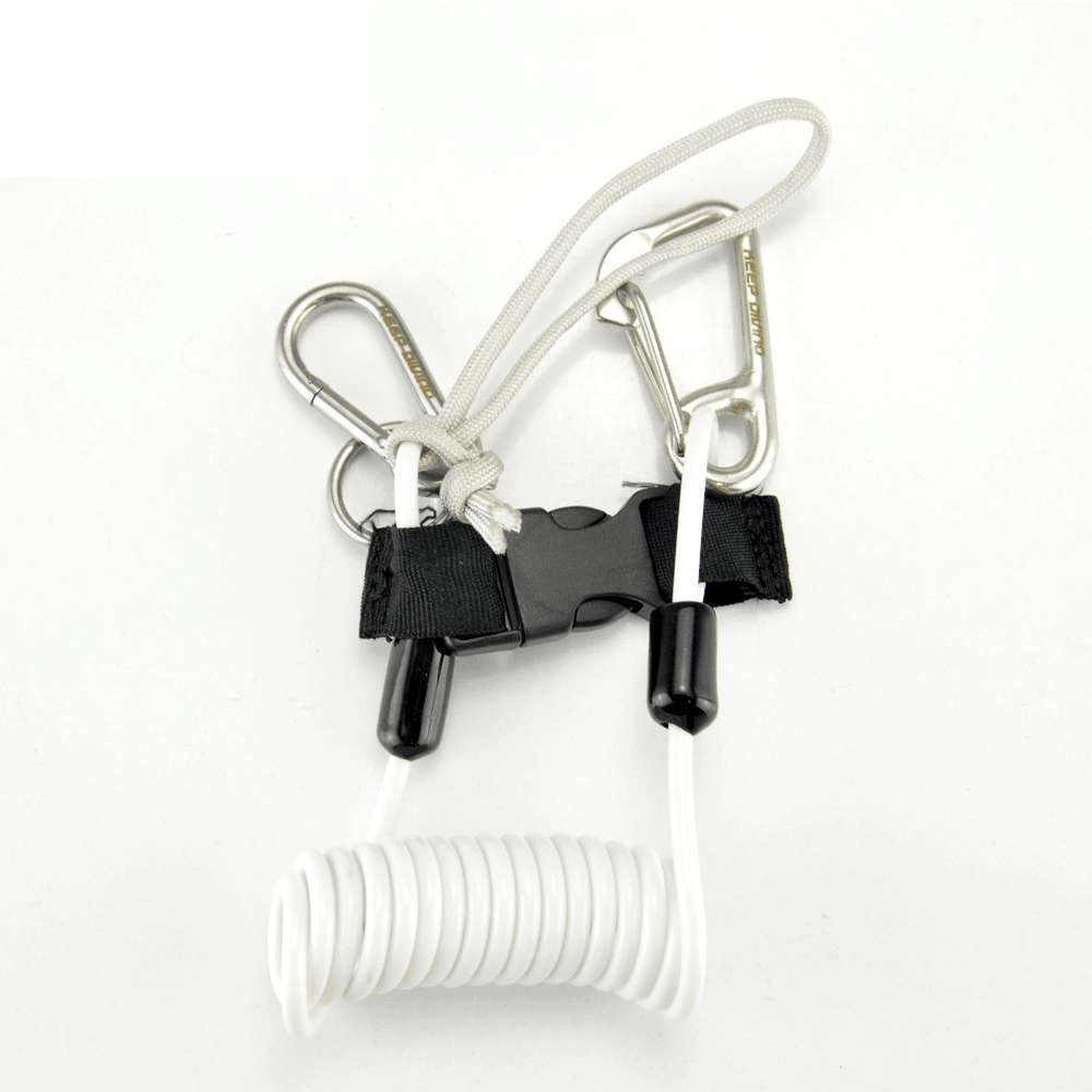 KEEP DIVING SSA-FDS21 Diving Anti-Lost Rope Stainless Steel Spring Rope Camera Rope Hanging Rope Diving Accessories-Black/White - MRSLM