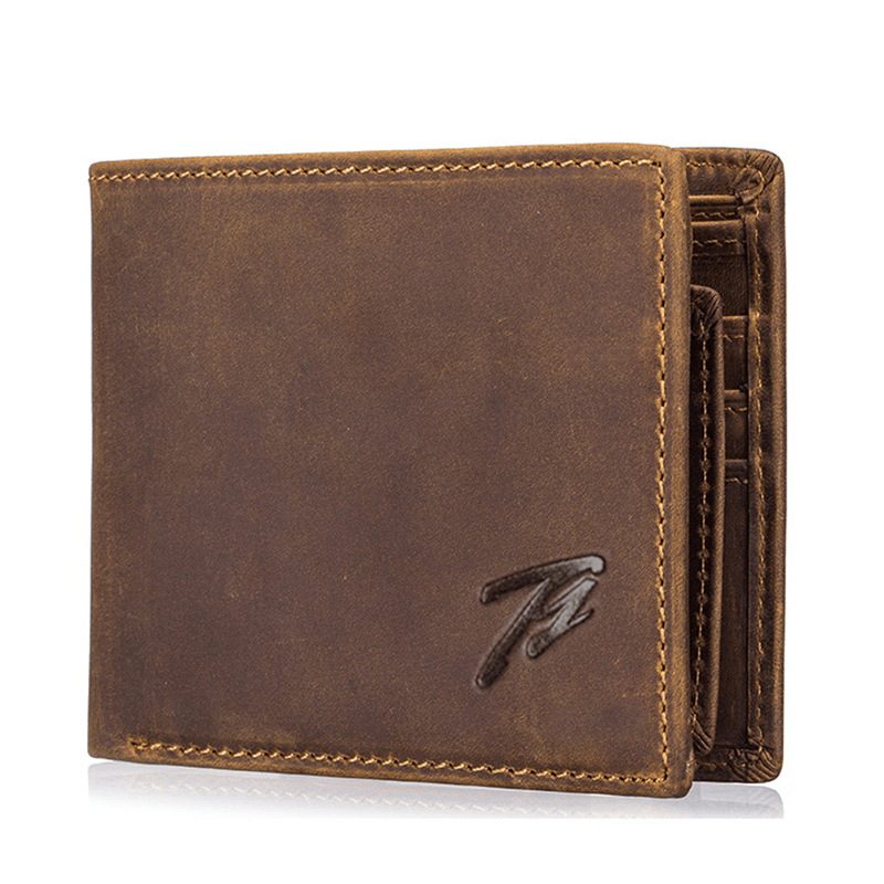 Men Genuine Leather Multifunctional Short Wallet - MRSLM