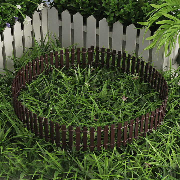 35'' Mini Garden Miniature Wooden Fence Figurine Craft Micro Landscape Decorations - MRSLM