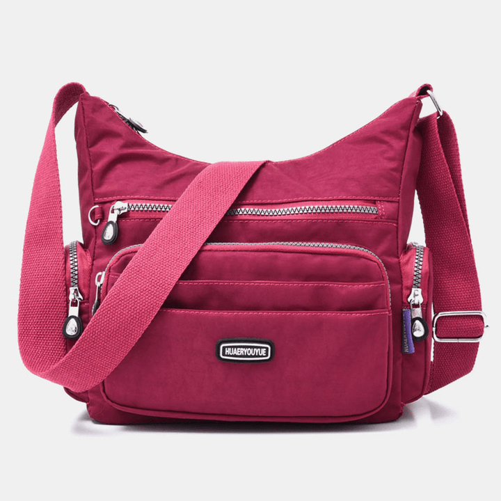 Women Waterproof Multi-Pocket Solid Casual Crossbody Bag Shoulder Bag - MRSLM