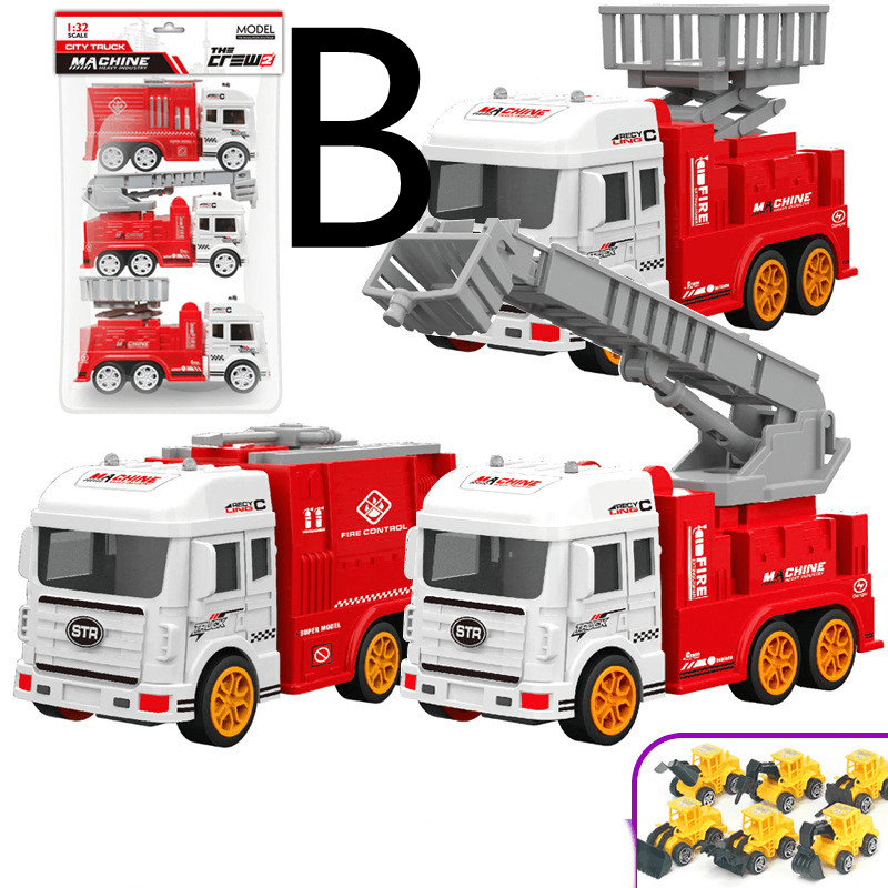 Children'S Car Toy Inertial Crane Excavator Truck Fire Truck Set - MRSLM