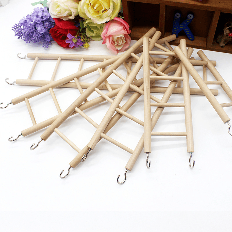 3/4/5/6/7/8 Wooden Ladder Swing Scratcher Climbing Ladder Hamsters Parrot Toys Pet Supplies - MRSLM