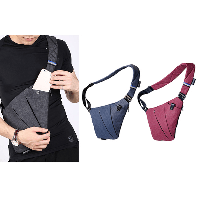 Men Women Right Left Handed Multi-Function Sport Outdoor Light Waist Bag Chest Bag Crossbody Bag - MRSLM