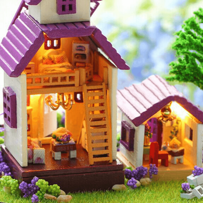 1:32 Cuteroom Dollhouse Miniature Provence House DIY Kit with Cover and LED - MRSLM