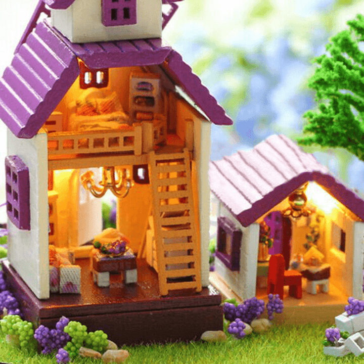 1:32 Cuteroom Dollhouse Miniature Provence House DIY Kit with Cover and LED - MRSLM