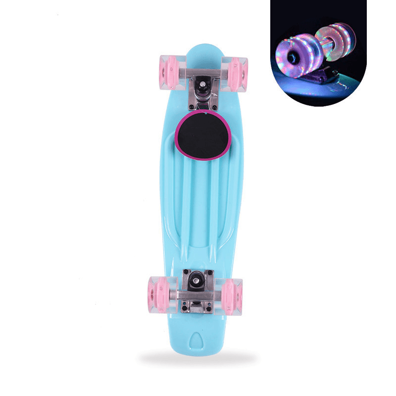 58X15Cm Cruiser Skateboard with ABEC-7 Bearing&Flashing Wheels Non-Slip Fish Board for Beginner＆Professional - MRSLM