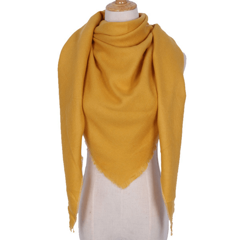 Pure Color Triangle Scarf Female Imitation Cashmere Warm Shawl - MRSLM