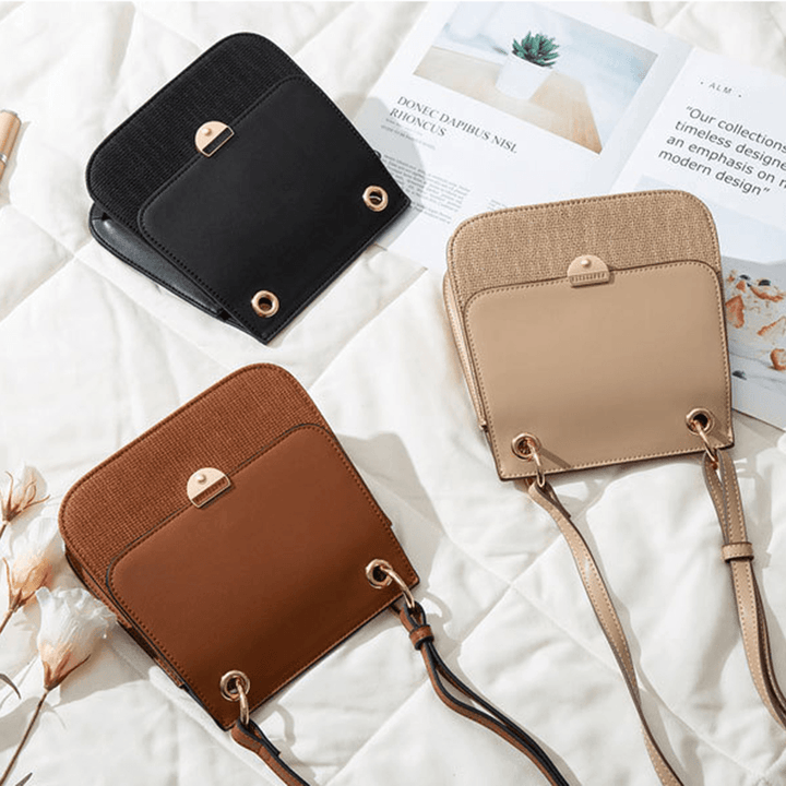 Women Patchwork Phone Bag Casual Crossbody Bag - MRSLM