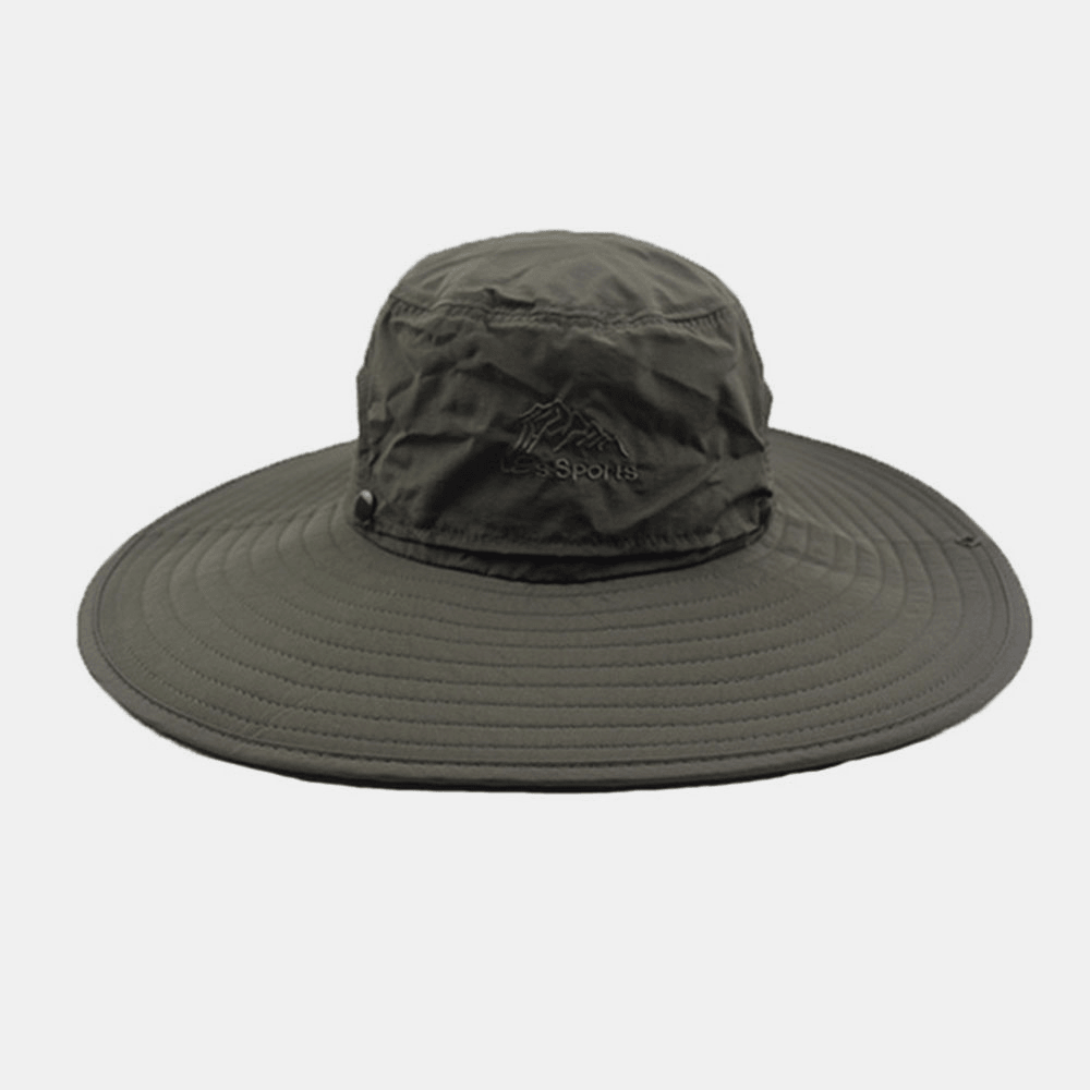 Men Summer UV Protection Wild Big Brim 12 Centimeters Visor Adjustable Sun Hat Bucket Hat for Fishing Mountaineering - MRSLM