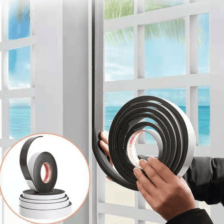 Cuttable 1.1M Multifunction Sealing Stripe Soundproof Windproof Dustproof Sponge Sticker Waterproof Tape - MRSLM