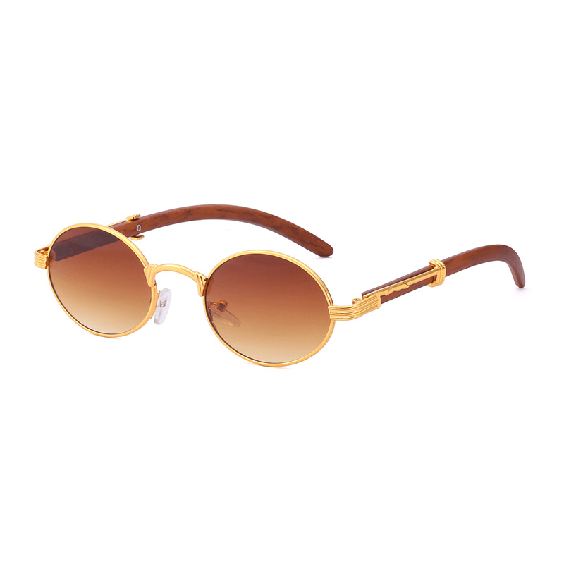 Retro Wood-Like Sunglasses Small round Frame - MRSLM