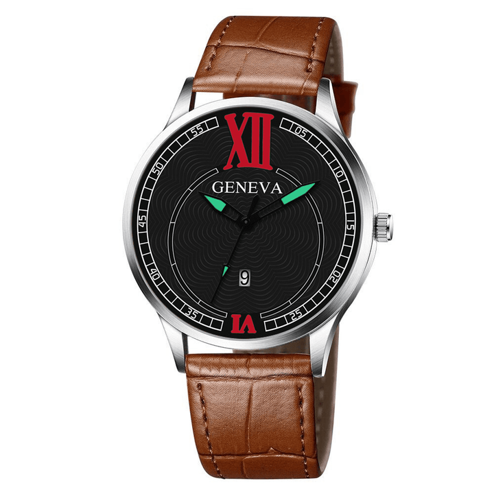 Fashion Elegant Alloy Business Casual Sports Belt PU Leather Band Men Quartz Watch - MRSLM