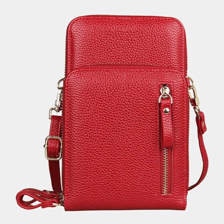 Women 8 Card Slots Solid Casual Phone Bag Crossbody Bag Shoulder Bag - MRSLM