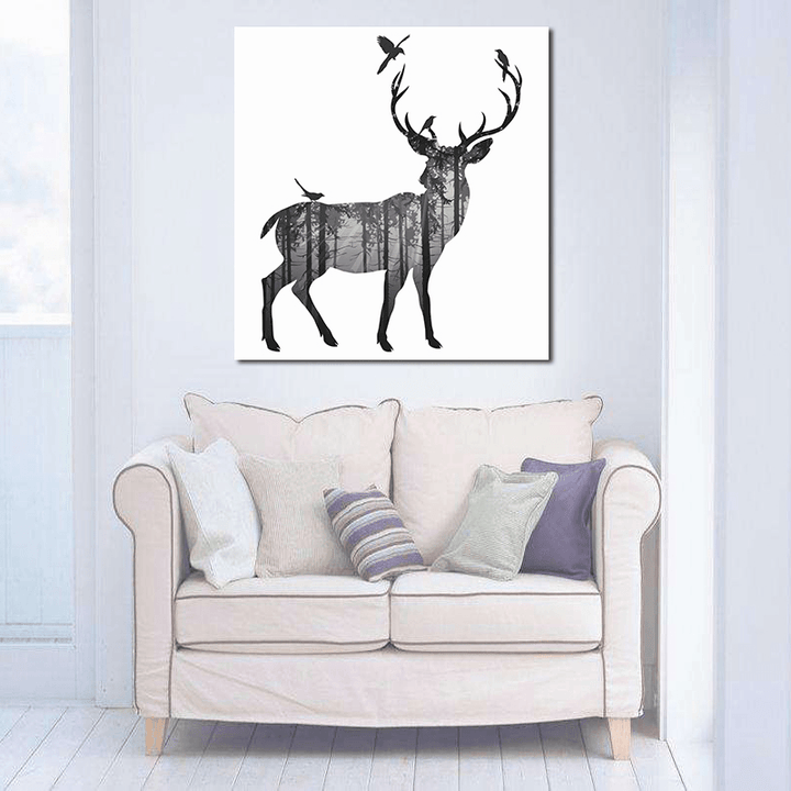 Miico Hand Painted Oil Paintings Simple Style-C Side Face Deer Wall Art for Home Decoration Paintings - MRSLM