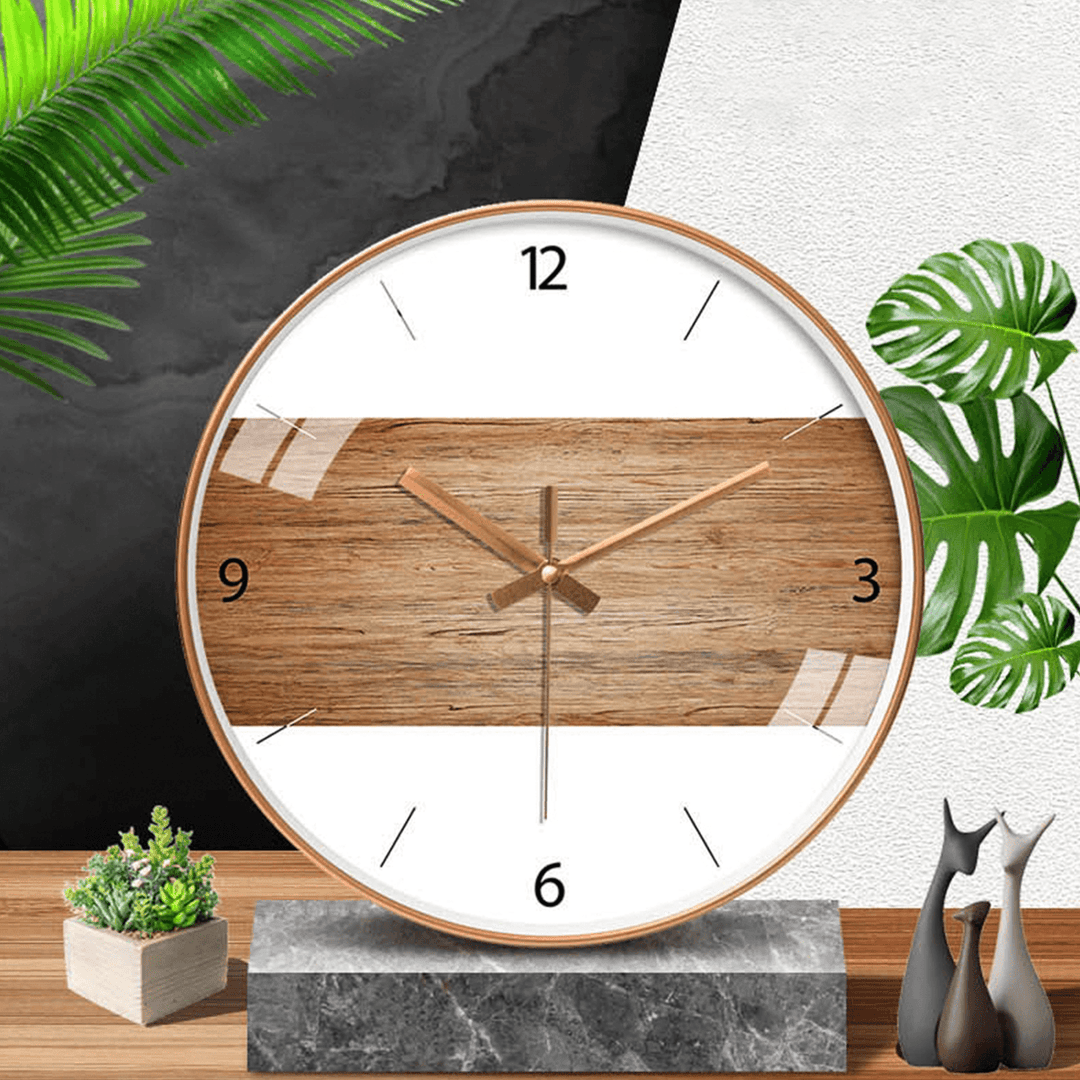 12Inch/30Cm Wall Clock Wooden Silent Home Decor for Living Rooms Family Rooms Bedrooms Study Room - MRSLM