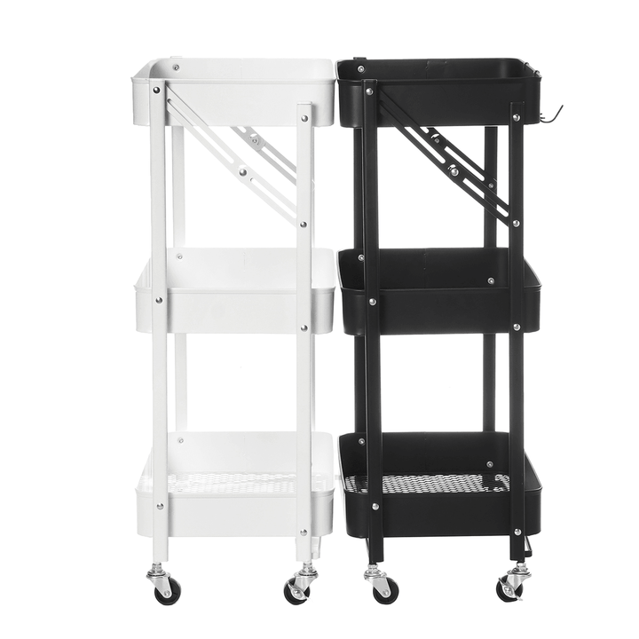 Multilayer Foldable Storage Rack with Wheels Kitchen Rolling Cart Free Installation Floor Shelf - MRSLM