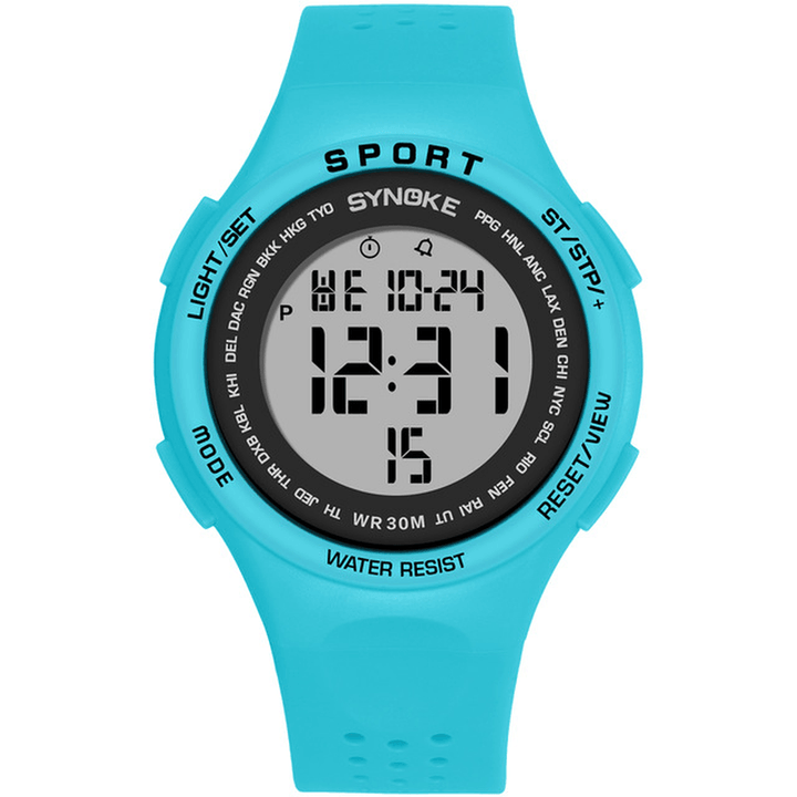 SYNOKE 9616 EL Display Silicone Strap Sport Watch 3ATM Waterproof Alarm Student Digital Watch - MRSLM