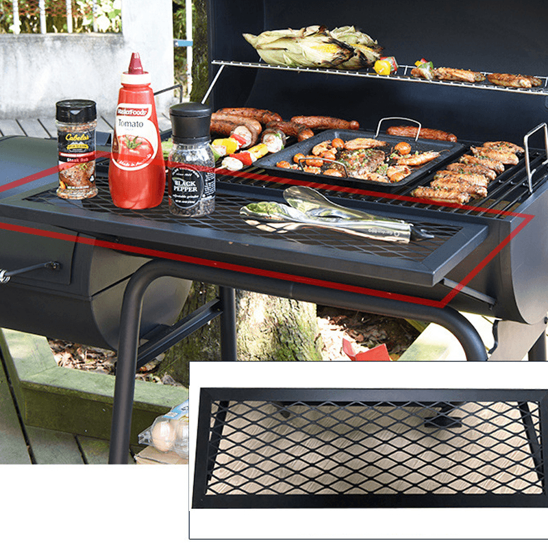 3-In-1 BBQ Charcoal Grill with Offset Smoker BBQ Grill Barbecue Accessories for Outdoor Garden RV Travel Camping Cooking - MRSLM