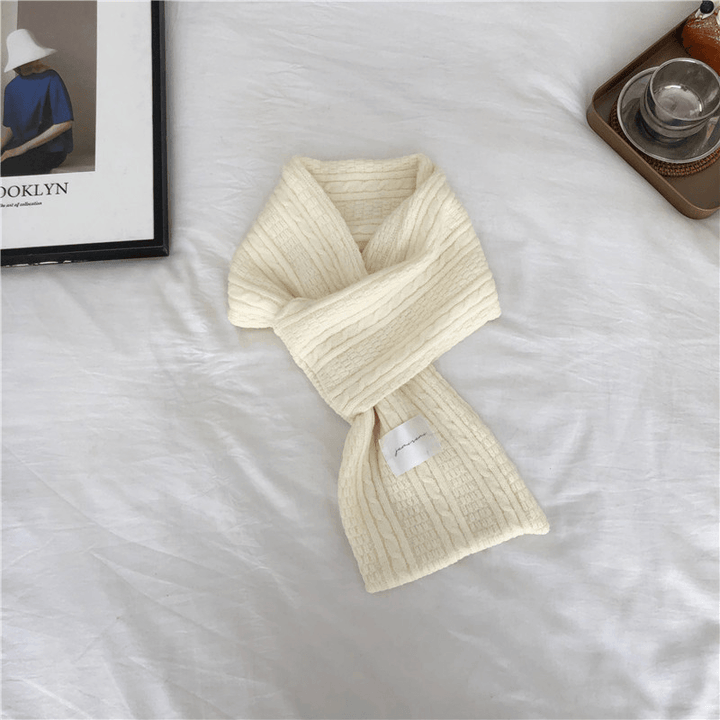 Pure Color Cashmere Knitted Thickened Cross Warm Scarf - MRSLM