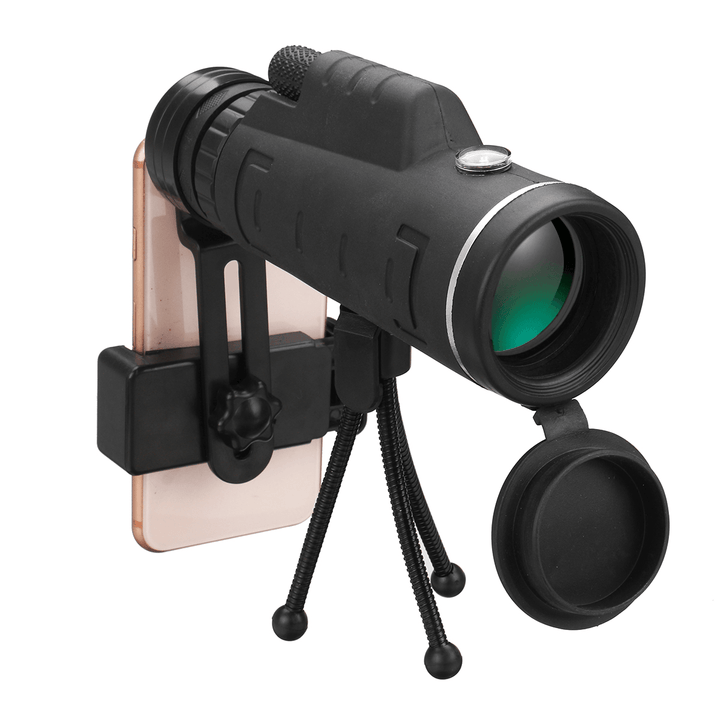 40X60 Monocular HD Optic BAK4 Low Light Night Vision Telescope with Phone Holder Clip Tripod Outdoor Camping - MRSLM