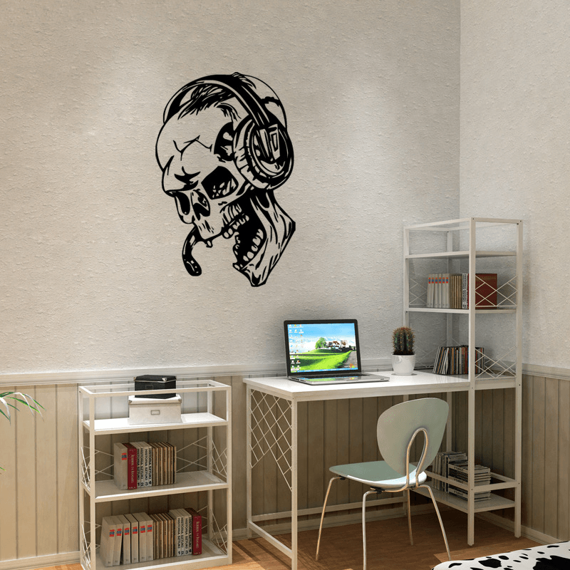 Hallowen Skull Head Showcase Glass Window Decor Wall Sticker Party House Home Decoration Creative Decal DIY Mural Wall Art Sticker - MRSLM